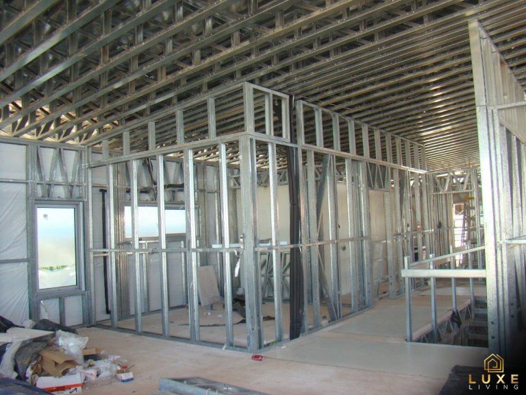 Steel frame construction of Luxe Living Homes